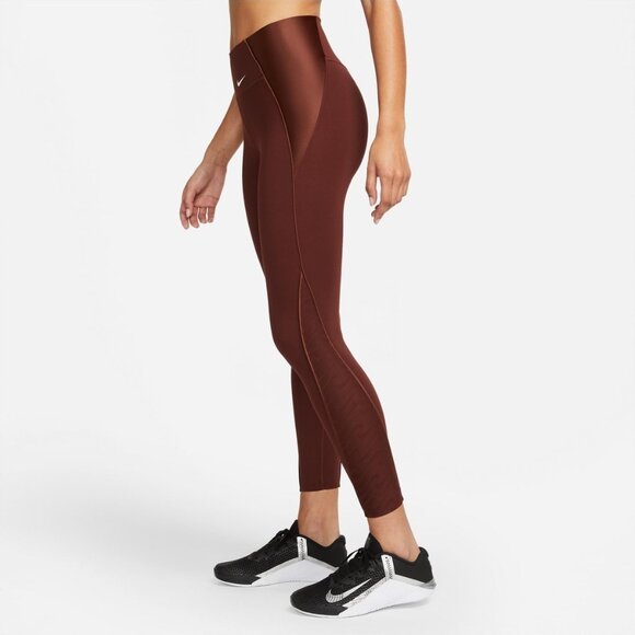 Nike One Luxe Icon Clash 7/8 Leggings - Bronze Eclipse - Size Small - Picture 6 of 10